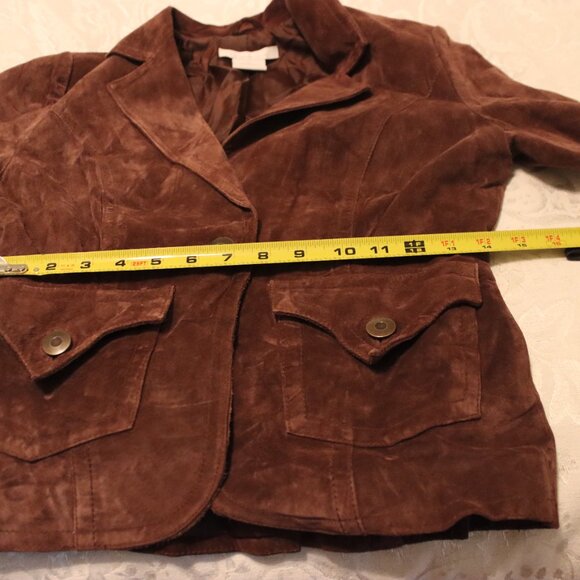 Fitted Suede Leather one button Charlotte Russe jacket Small 100% leather Brown - Picture 7 of 16